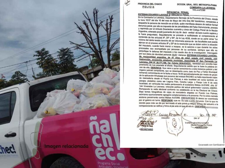 Grave: vecino de La Leonesa denuncia violación de la veda electoral con reparto de mercadería del programa Ñachec