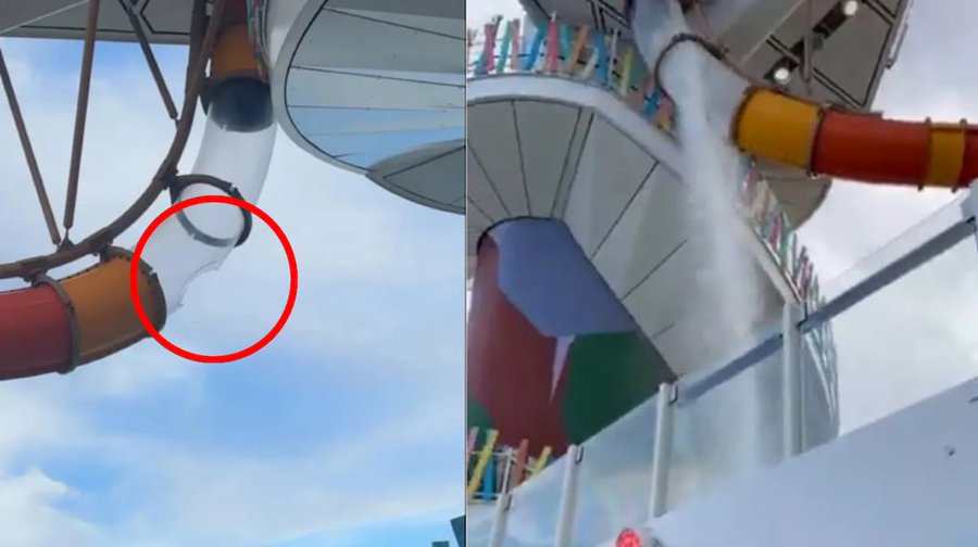 Pánico en el crucero más grande del mundo: se rompió un tobogán y un pasajero sufrió graves heridas