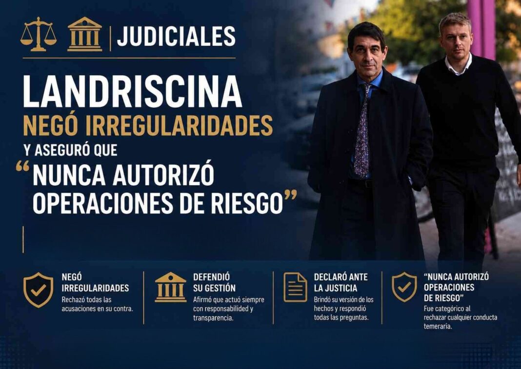 JUDICIALES – Landriscina negó irregularidades y aseguró que “nunca autorizó operaciones de riesgo”