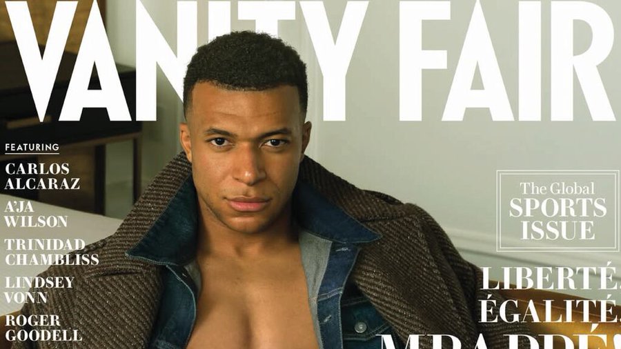 Mbappé sorprendió sin remera y con looks de lujo en la portada de Vanity Fair